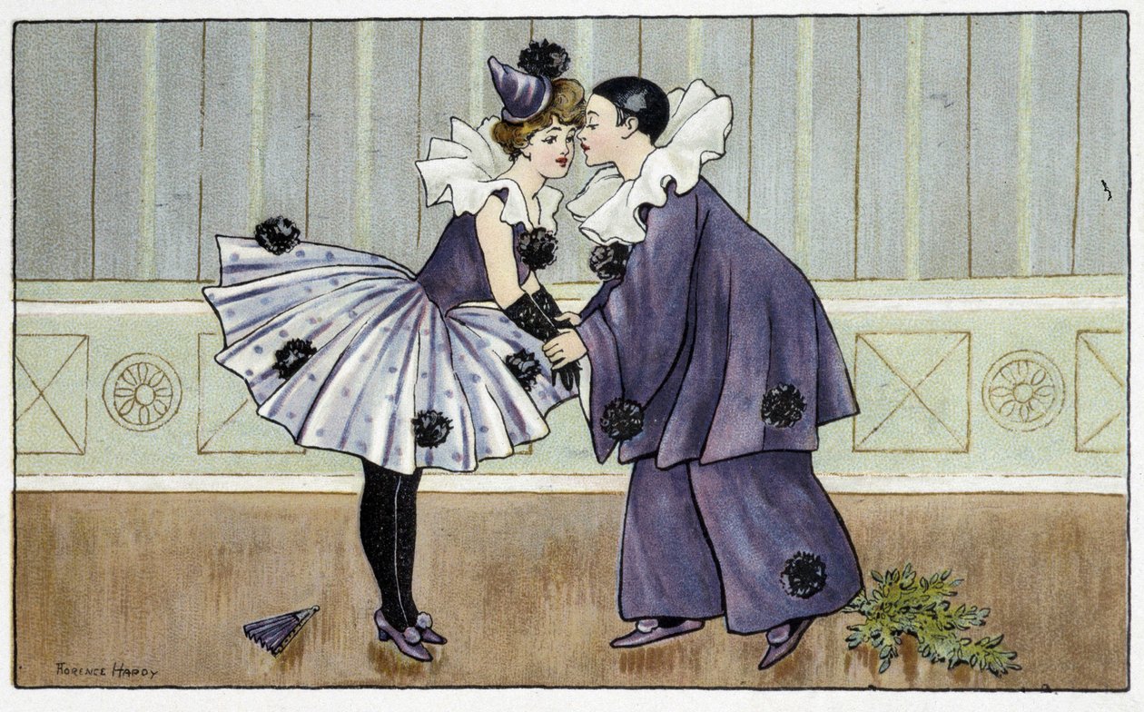 Pierrot and Colombine - dess. by Florence Hardy, deb.20世紀 作： フローレンス・ハーディ