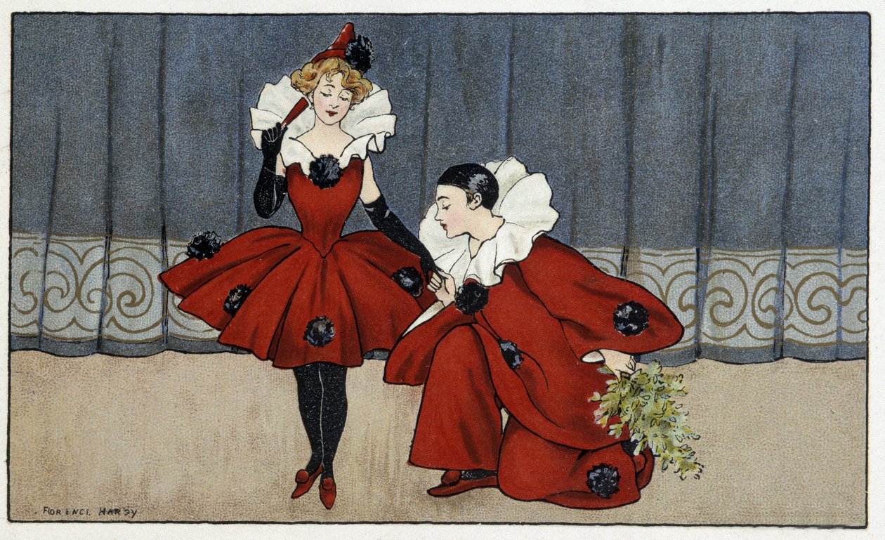 Pierrot and Colombine - dess. by Florence Hardy, deb.20世紀 作： フローレンス・ハーディ