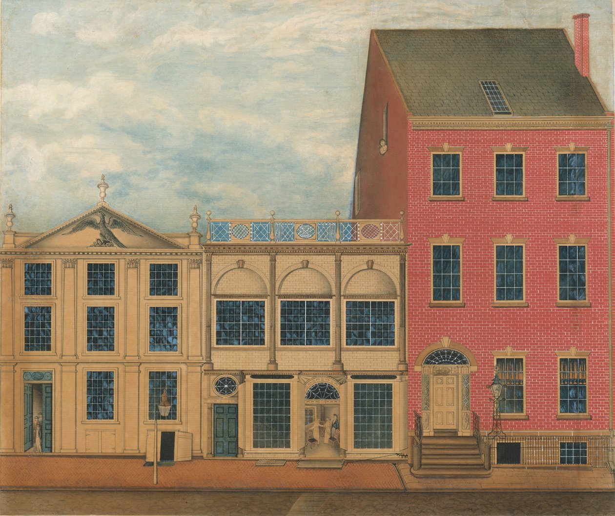 ダンカンファイフのショップと倉庫、168-172フルトンストリート、ニューヨーク市、カリフォルニア州。 1816年。 作： 以前はジョンルーベンススミスに帰属
