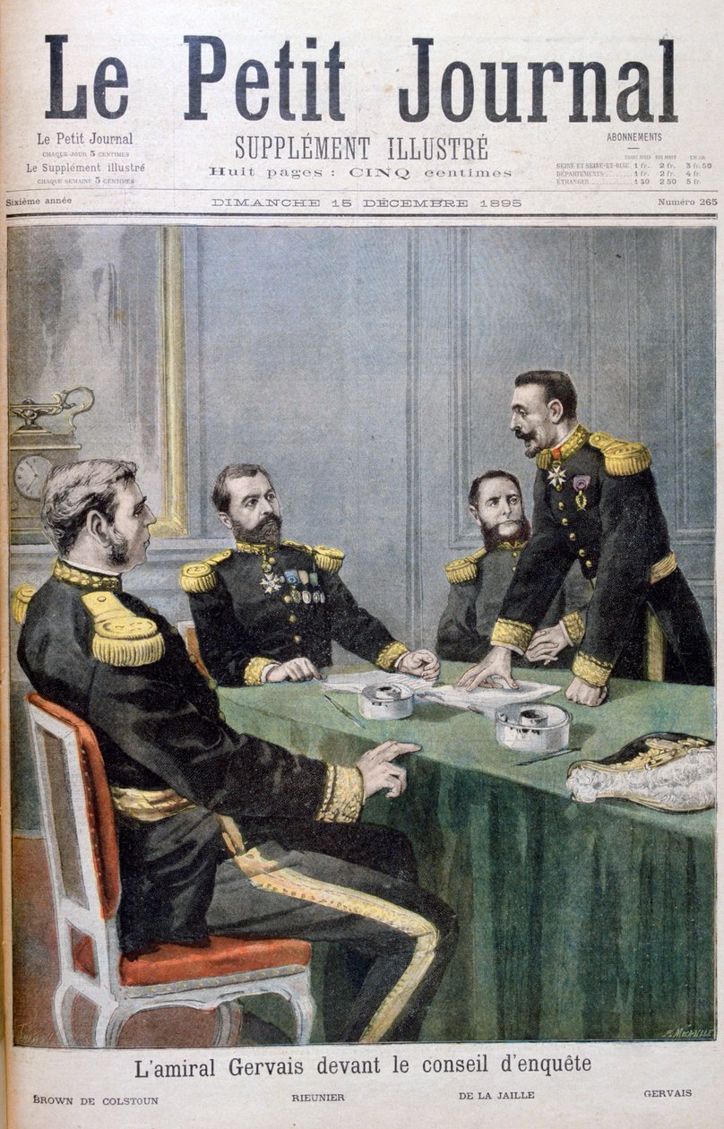 1895年に調査委員会の前にいるジャーヴェイ提督 作： フォルトゥネ・メオル