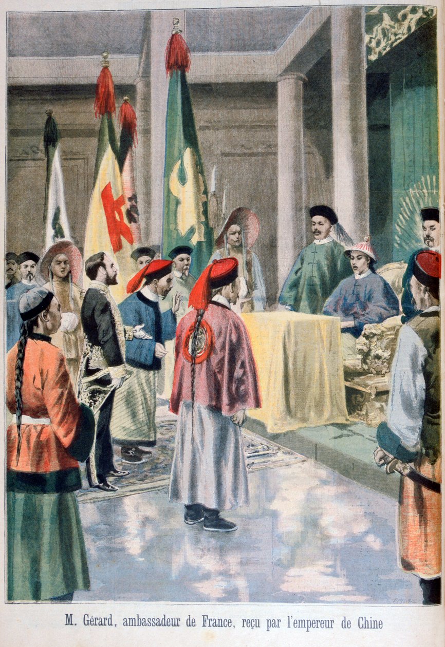 1895年、中国広州皇帝の前にジェラールフランス大使 作： フォルトゥネ・メオル