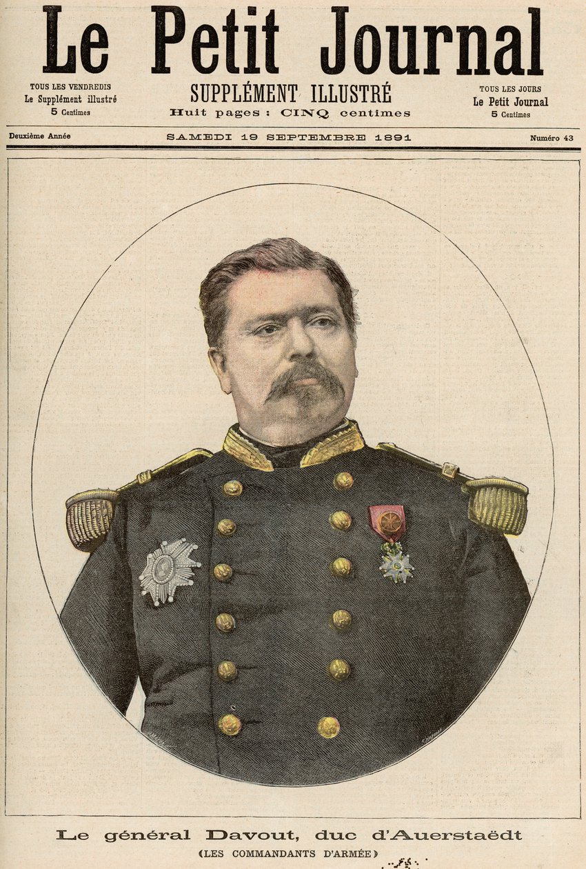 1891年9月19日の「ルプチジャーナル」より、アウエルシュタット公ルイニコラダヴォー将軍（1770〜1823年） 作： フォーチュンルイモーレ