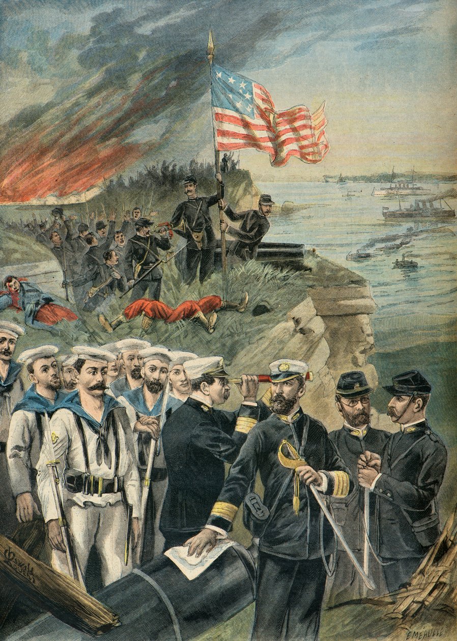 グアンタナモに上陸したアメリカ軍、1898年の米西戦争（エングレーヴィング） 作： フォーチュンルイモーレ