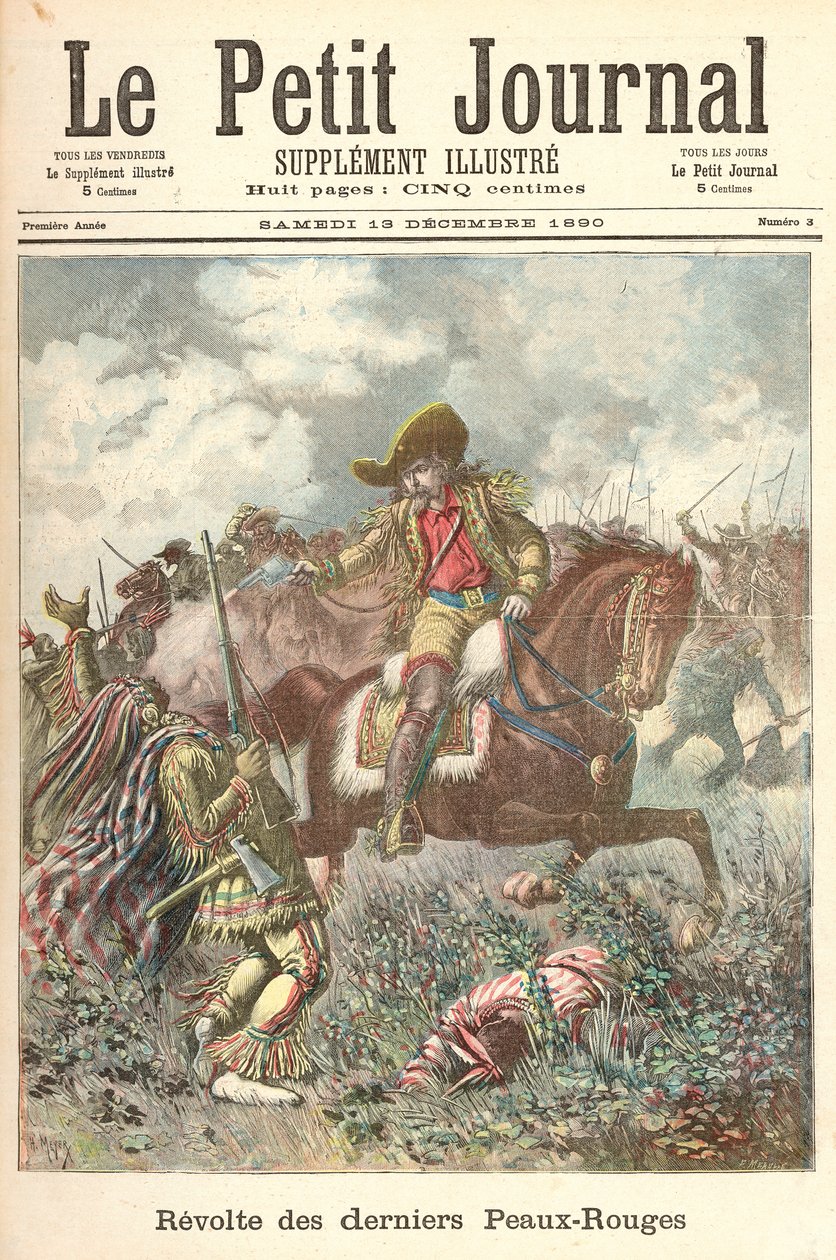 1890年12月13日「Le Petit Journal」より、The Redskins of the Redskinsの反乱 作： フォーチュンルイモーレとアンリマイヤー