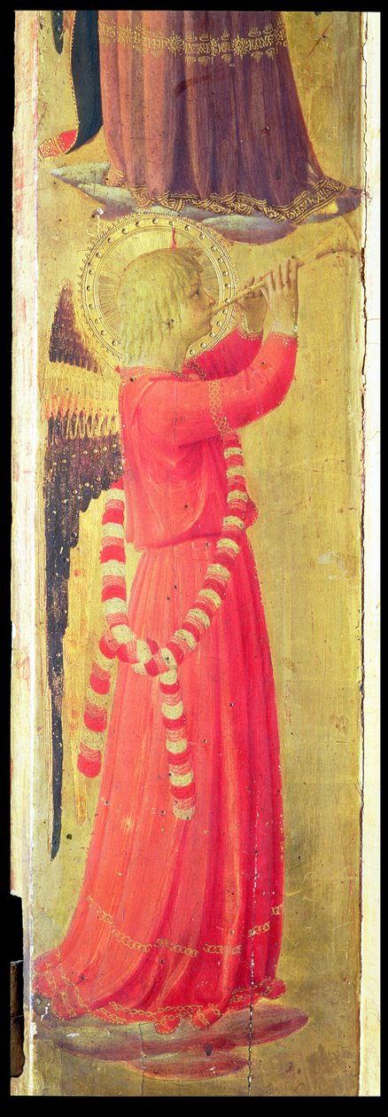 管弦楽を奏でる天使、リナイウォリの三連祭壇画、1433年（パネル上のテンペラ）（詳細） 作： フラアンジェリコ