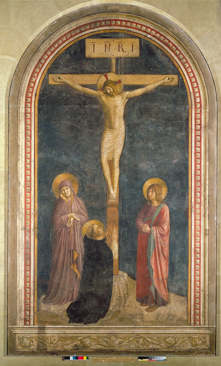 聖母のはりつけ、SS。フィエゾレ、サンマルコ修道院の伝道者ヨハネとドミニク、1442年 作： フラアンジェリコ