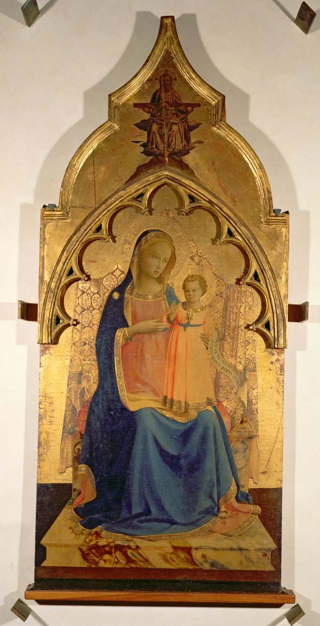 マドンナとチャイルド、聖三位一体の幕屋とマドンナとチャイルドの中央パネル、c.1430（パネル上のテンペラ）（94746-47も参照） 作： フラアンジェリコ