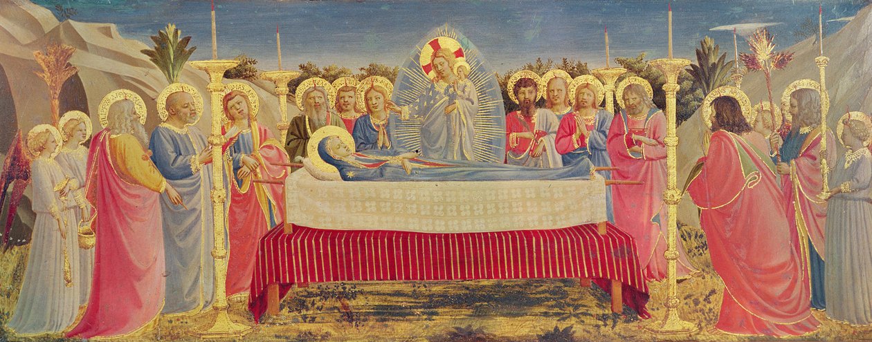 処女の死、1435年頃（パネル上のテンペラ） 作： フラアンジェリコ