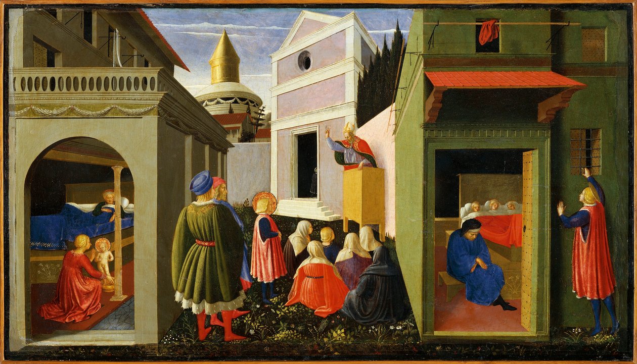 イタリア、ローマ、聖ニコラスの物語 作： フラ（c.1387-1455）アンヘリコ