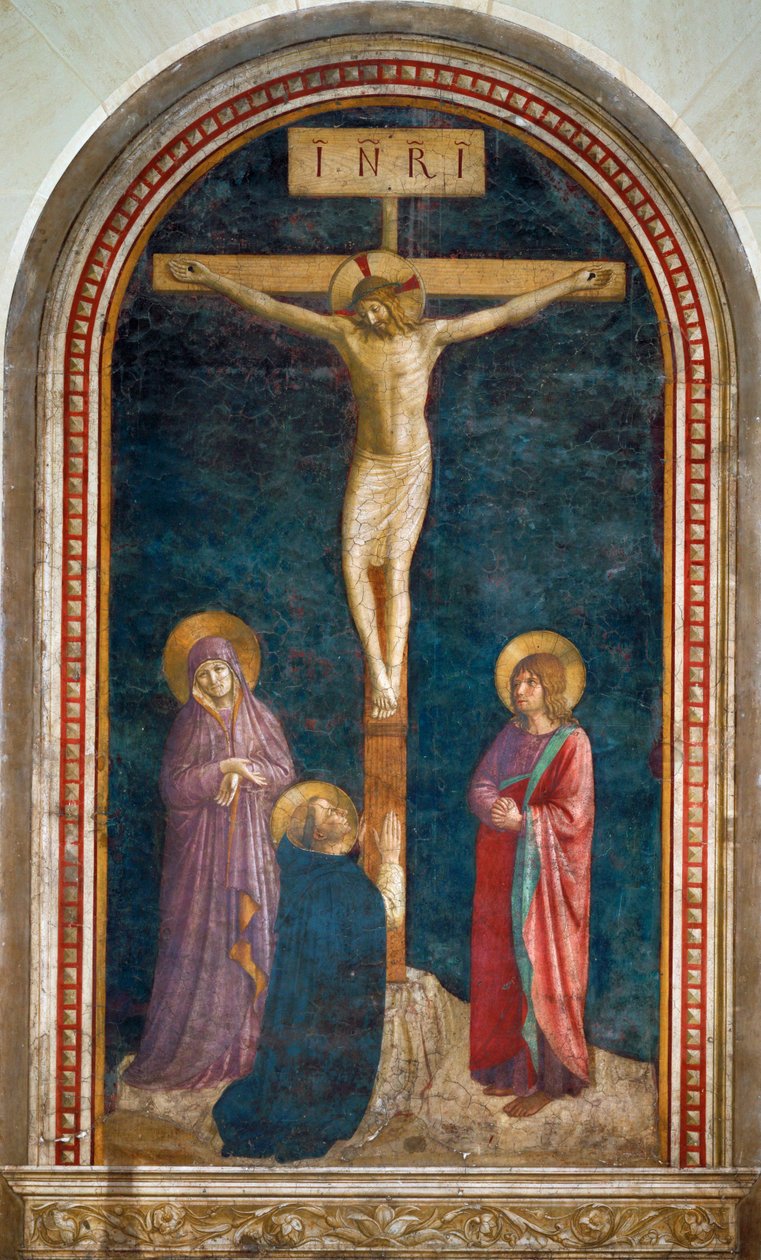 Le Calvaire avec saint Dominique - 聖ドミニクと磔刑フレスコ画 ... 作： フラ（c.1387-1455）アンヘリコ