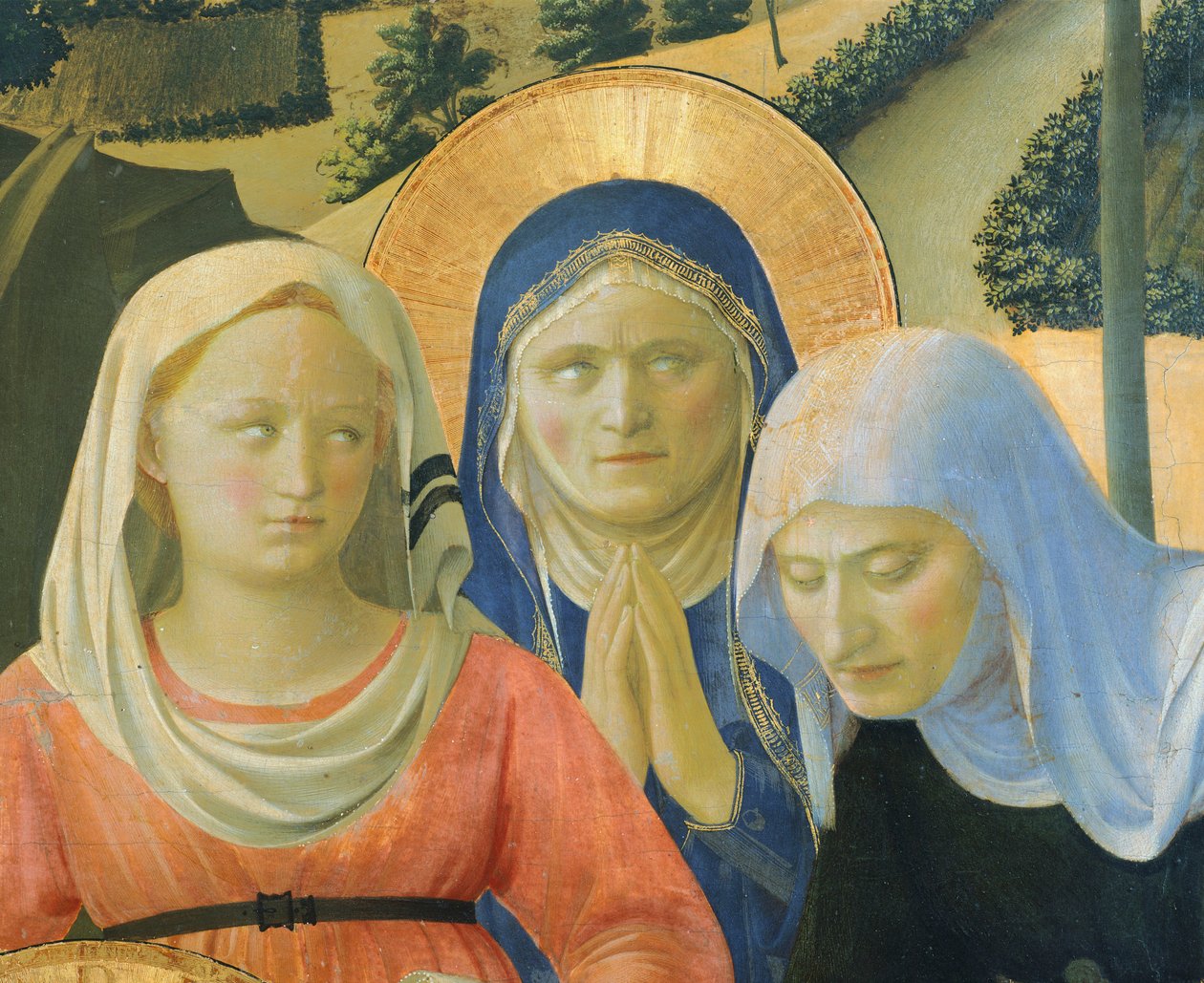 聖三位一体の十字架または祭壇画からの沈着、1432年頃、フラ・アンジェリコとして知られるジョヴァンニ・ダ・フィエーゾレ作（1400-1455年頃）、木にテンペラ 作： フラ（c.1387-1455）アンヘリコ