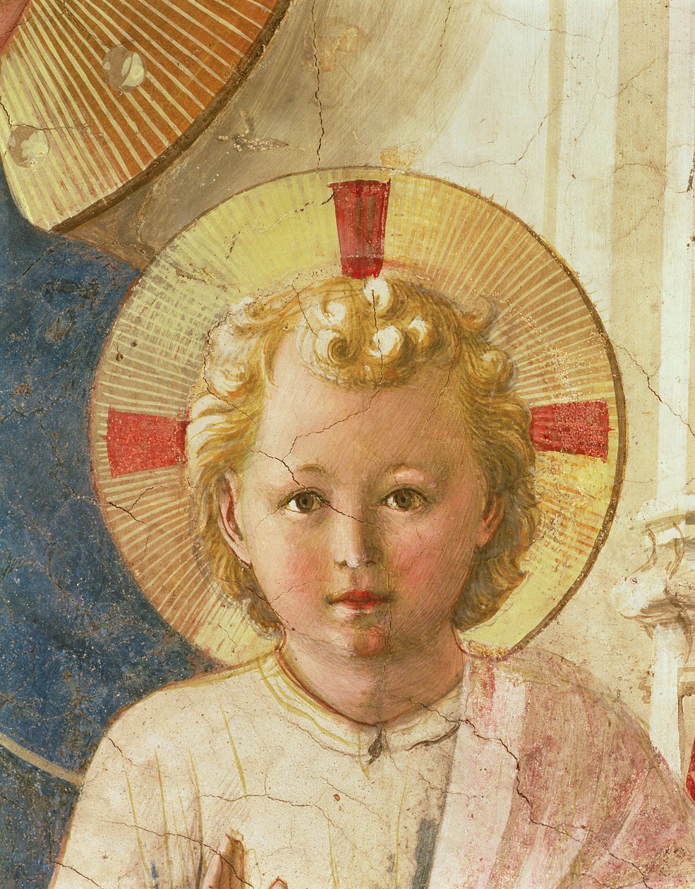 マドンナデッレオンブルシャドウのマドンナのキリストの子の細部、1450年のフレスコ画 作： フラアンジェリコ