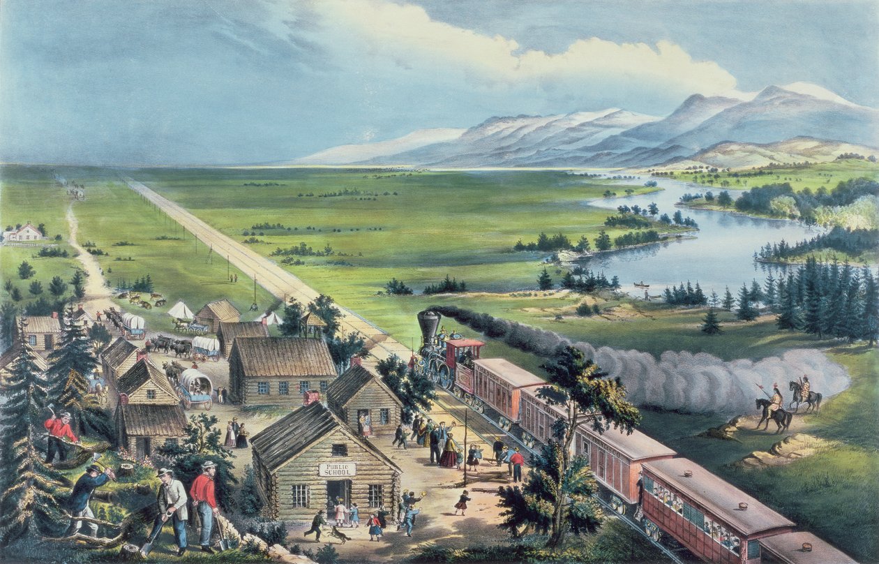 大陸を越えて：「帝国のコースの西方はそれが取る方法です」、パブ。 Currier and Ives、ニューヨーク、1868 作： フランシスフローラボンドパーマー