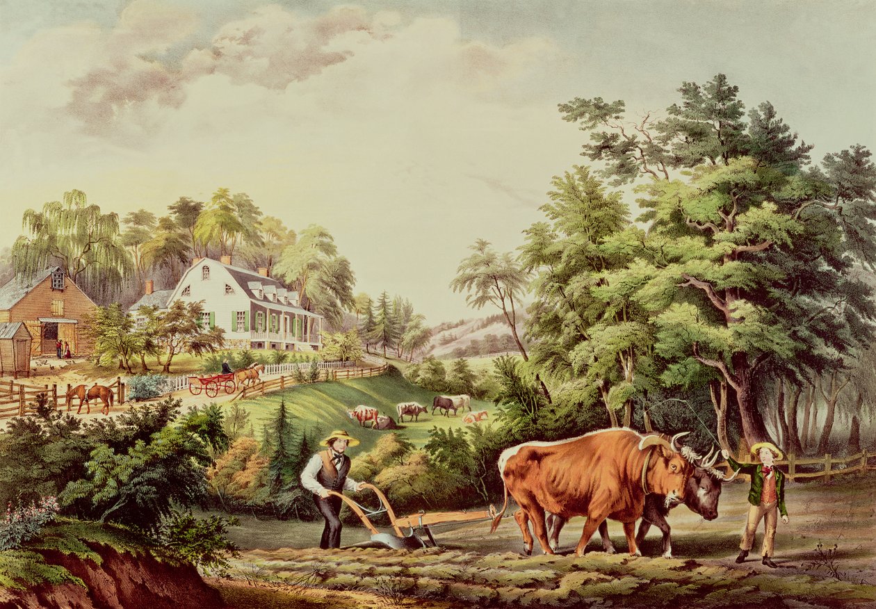 ナサニエルキュリアー（1813-98）パブによって刻まれたアメリカの農場のシーン。 Currier and Ives、ニューヨーク 作： フランシスフローラボンドパーマー