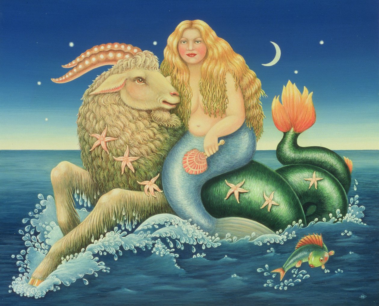 山羊座、1992（パネルに油とテンペラ） 作： フランシスブルームフィールド