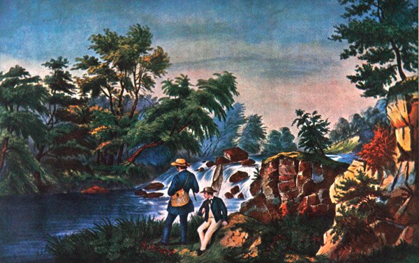 Currier & Ives社の「The Trout Stream」。 作： フランシスフローラボンド（1812年頃76）（後）パーマー