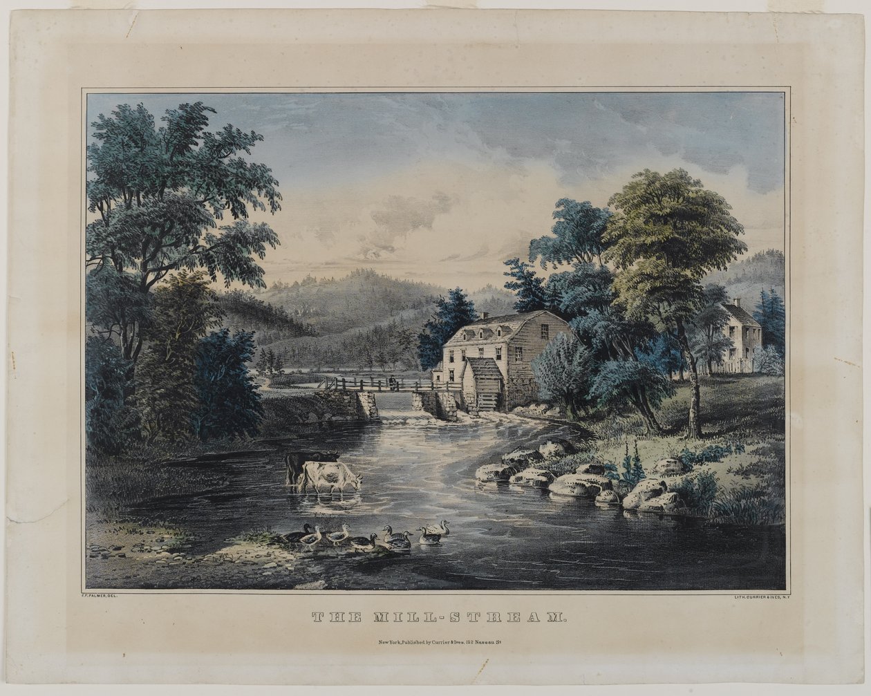 The Mill-Stream、Currier＆Ives、ニューヨーク発行（手塗りのlitho） 作： フランシスフローラボンドパーマー