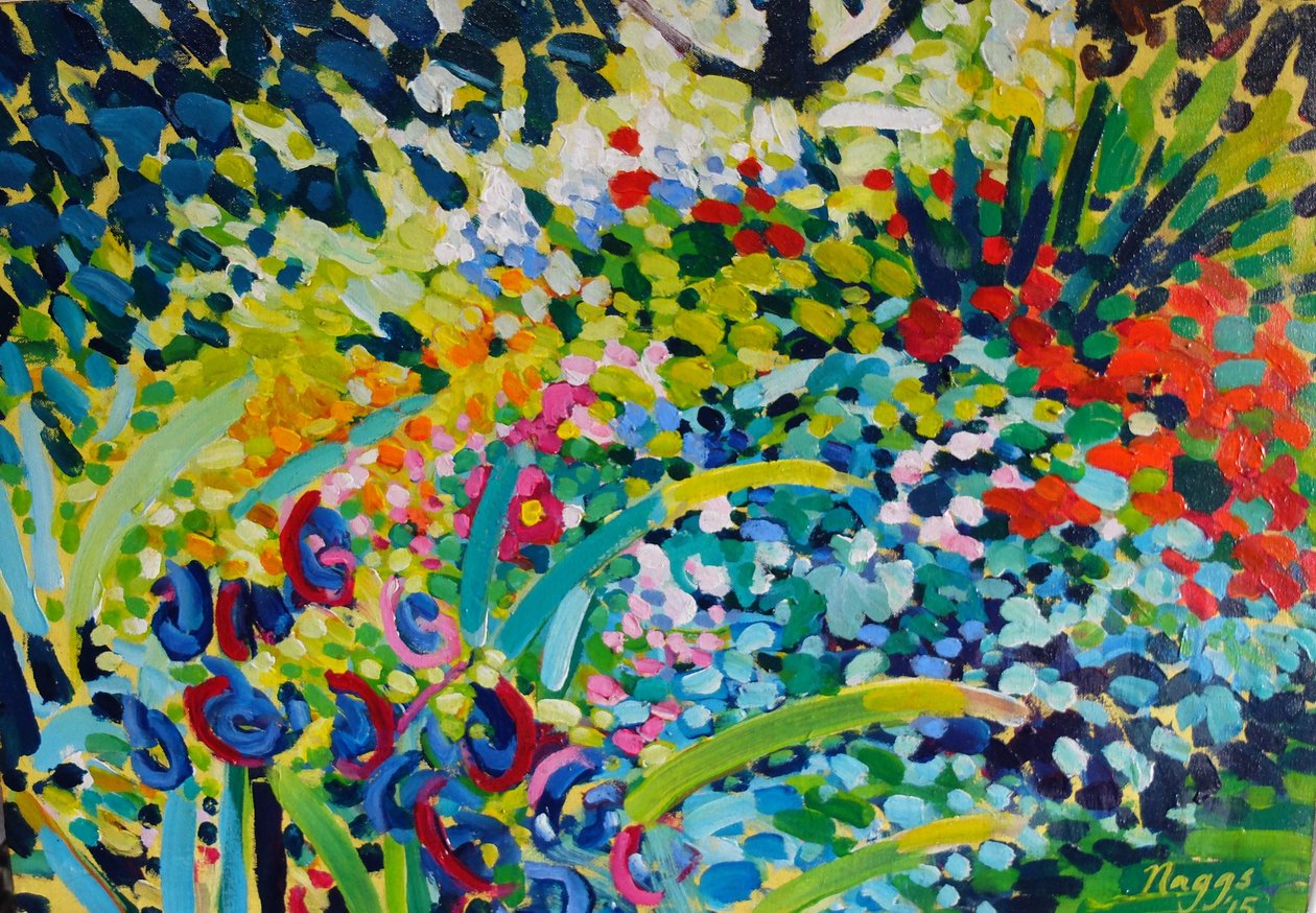 暑い夏のボーダー、2015年（キャンバスにアクリル画） 作： フランシス・ナッグス