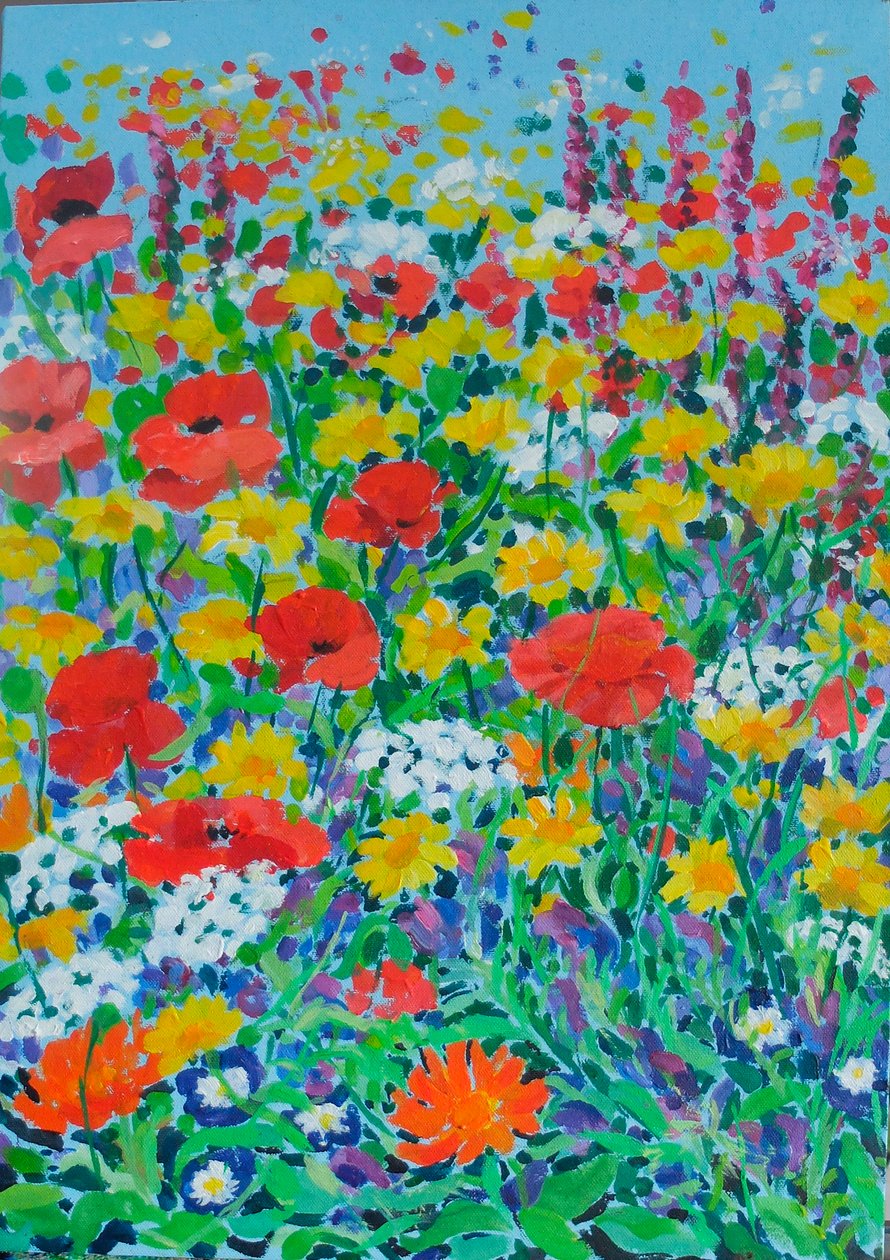 野の花の草原, 2024 （キャンバスにアクリル） 作： フランシス・ナッグス