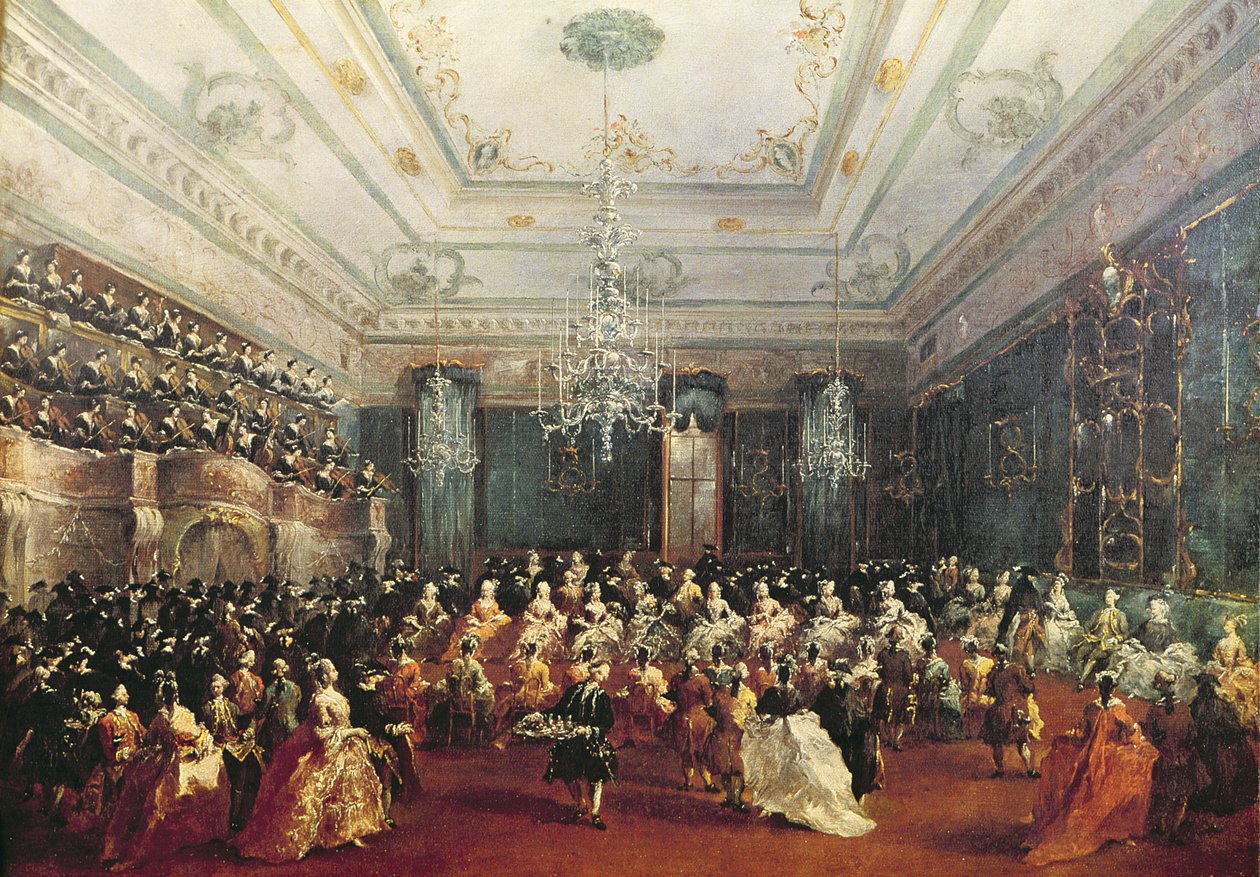 1782年1月にロシアのツァレビッチポールとその妻マリアフェオドロフナのためにヴェネツィアで開催されたガラコンサート 作： フランチェスコ・グアルディ