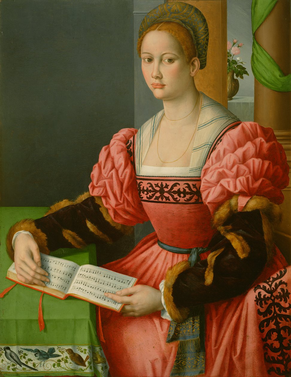 音楽の本を持つ女性の肖像、c.1540-45 作： フランチェスコ・ウベルティーニ、イル・バッキアカ
