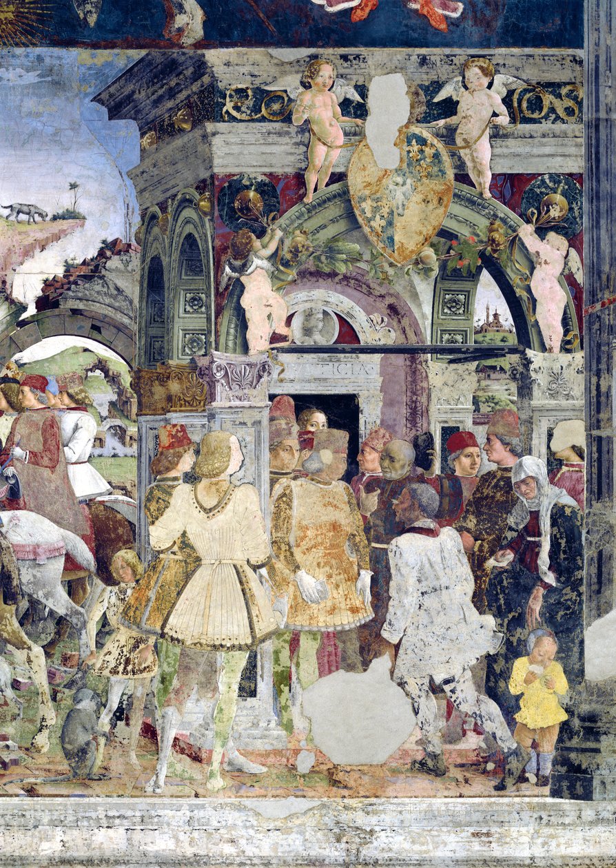 フェラーラ王子のボルソデステ、正義を描きます：月の部屋からの行進、1467-70年 作： フランチェスコ・デル・コッサ