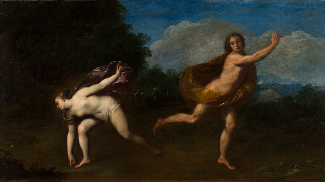 風景の中のヒッポメネスとアタランテ、1598〜1660年頃（キャンバスに油彩） 作： Francesco（attr。to）アルバーニ