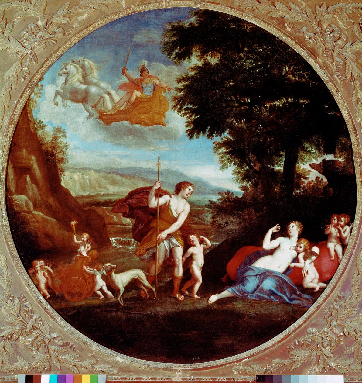 ヴィーナスとアドニスの絵 フランチェスコ・アルバーニ（1578-1660）によるアルバニア式17世紀ローマ、ボルゲーゼ美術館 作： フランチェスコ・アルバーニ