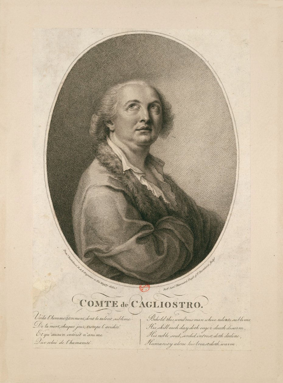 アレクサンダー・オブ・カリオストロ伯爵 1743年～1795年 作： フランチェスコ・バルトロッツィ