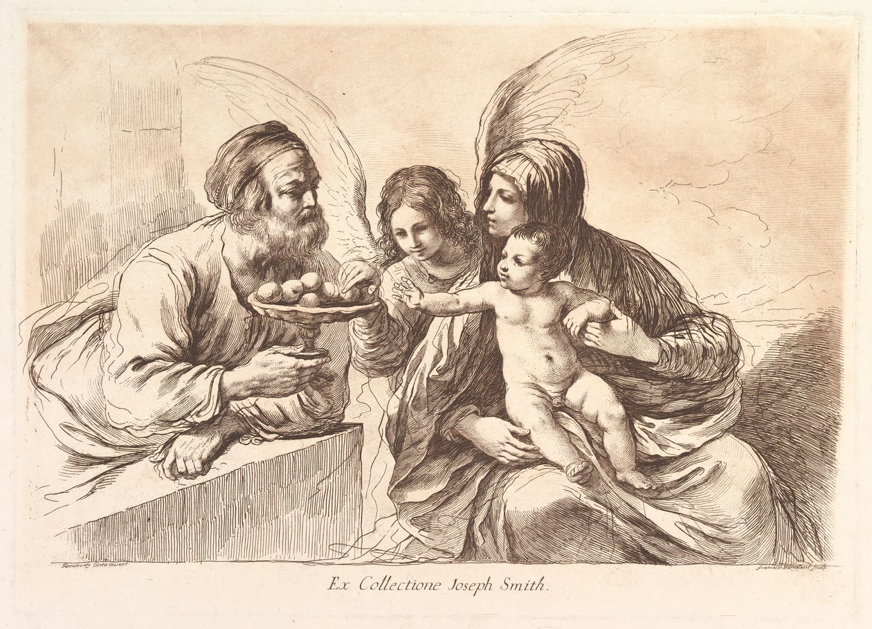 幼子キリストに実を結ぶ天使のいる聖家族: Raccolta di alcuni disegni..., 1764. 作： フランチェスコ・バルトロッツィ