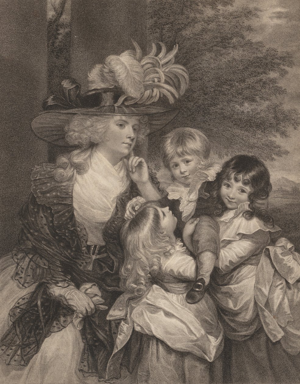 スミス夫人とその子供たち、1789 年 3 月 15 日。 作： フランチェスコ・バルトロッツィ