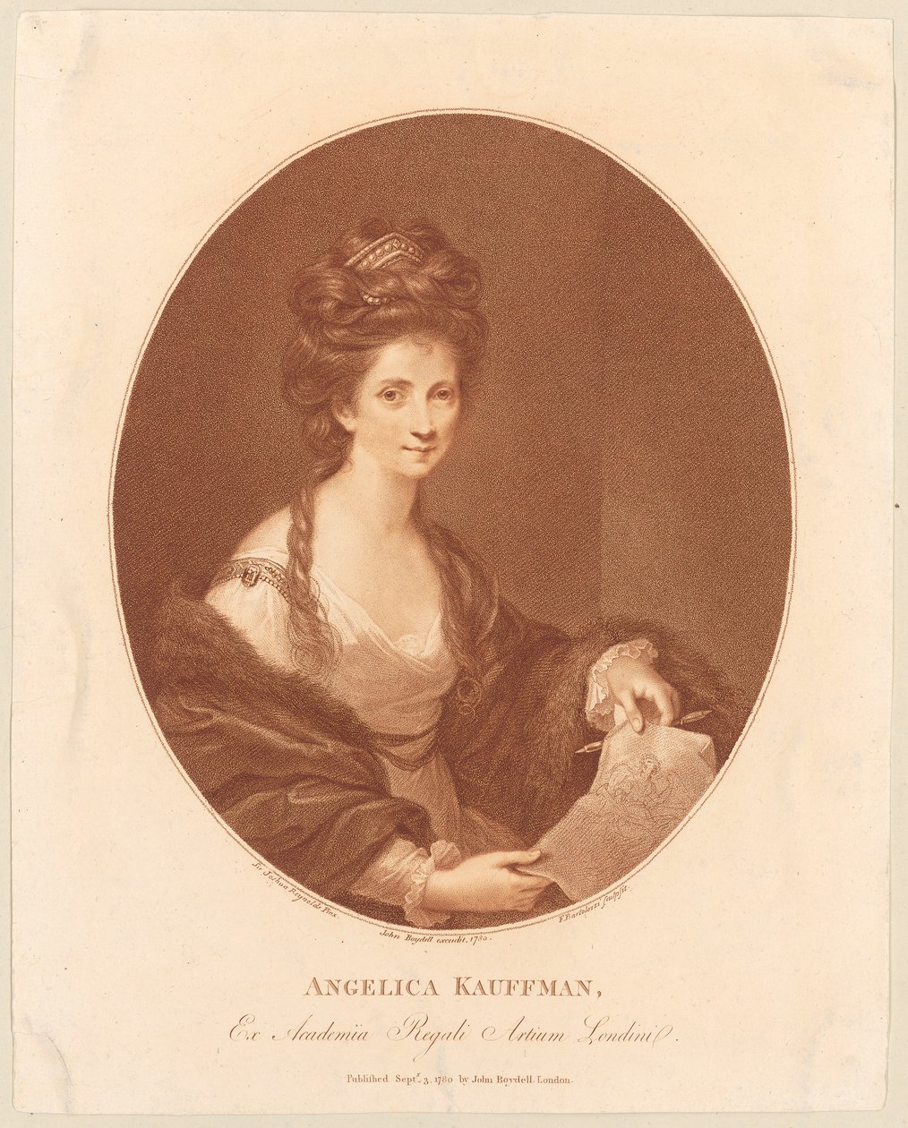Porträt von Angelika Kauffmann 作： フランチェスコ・バルトロッツィ