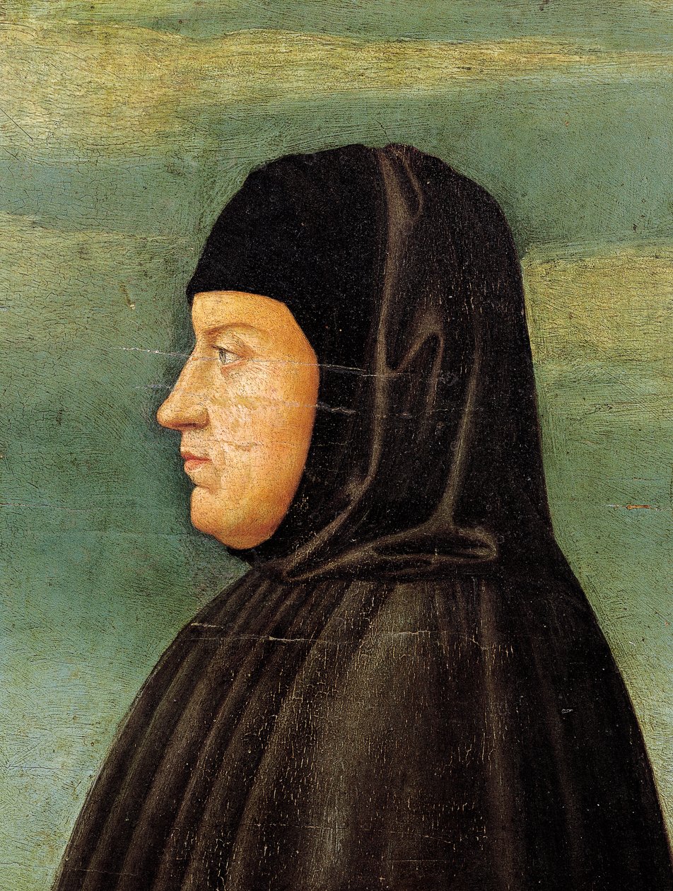 ペトラルカの肖像 (Francesco Petrarca) (1304-74) (パネルに油彩) 作： フランチェスコ・ボンシニョーリ