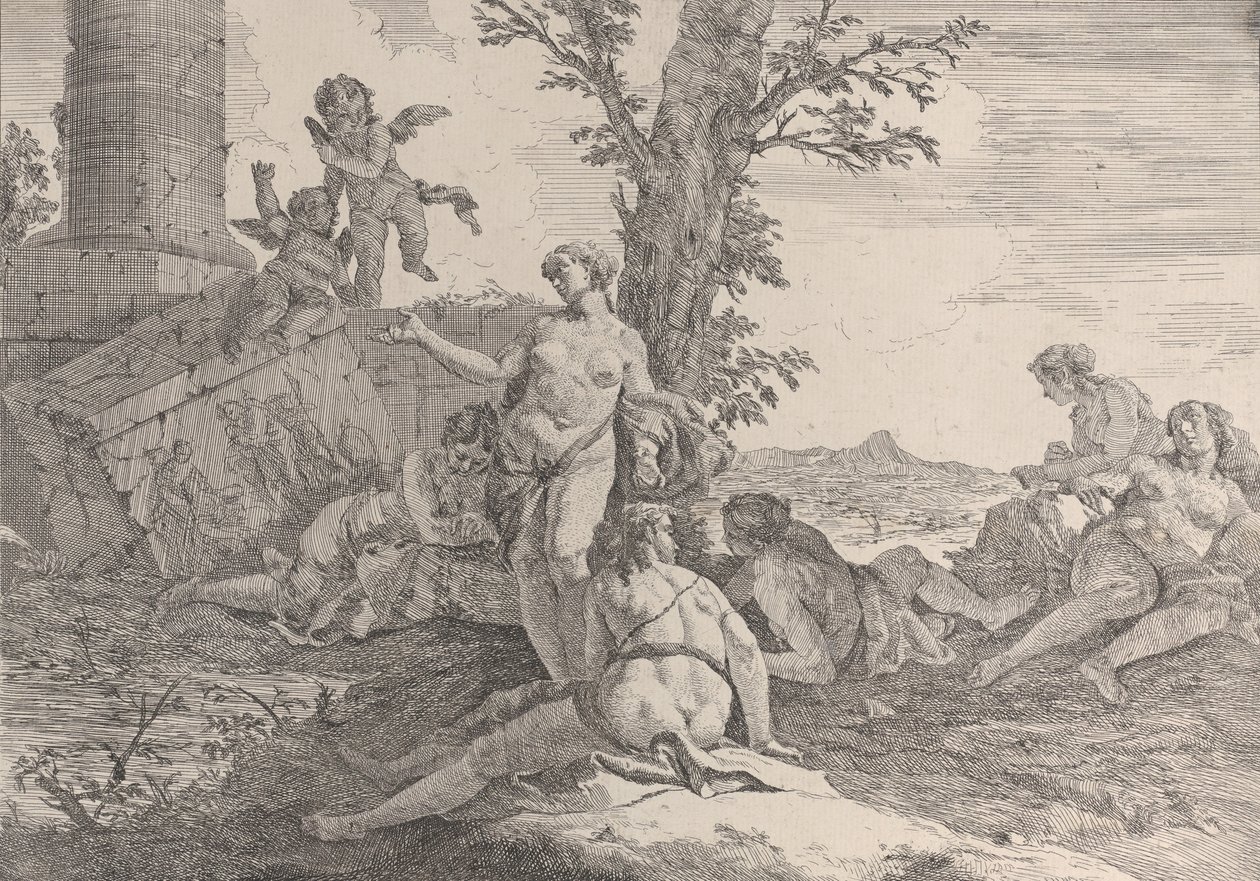 Bacchanals and Histories、1744年からの6人のニンフと2つのプッティ。 作： フランチェスコ・フォンテバッソ