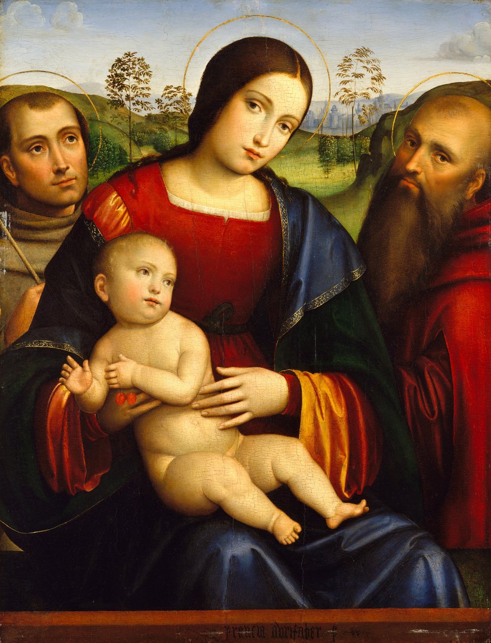 マドンナと子供と聖フランシスとジェローム、ca。 1512-15。 作： フランチェスコ・フランシア