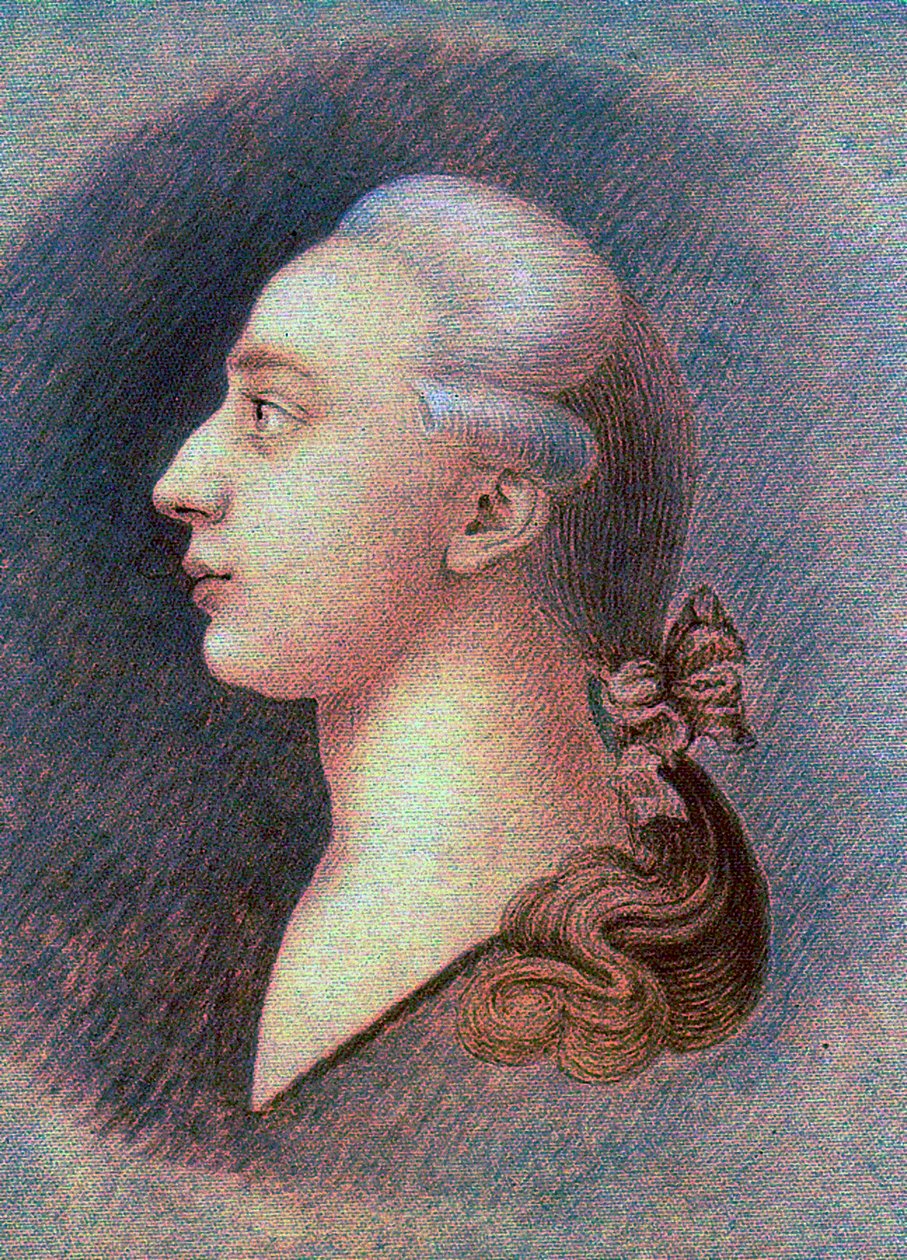 Giacomo Casanova (1725-1798) の肖像 - par Francesco Giuseppe Casanova (1727-1802), 1750年頃 - サンギーヌ、紙に黒と白のチョーク - 国立歴史博物館、モスクワ 作： フランチェスコ・ジュゼッペ・カサノバ