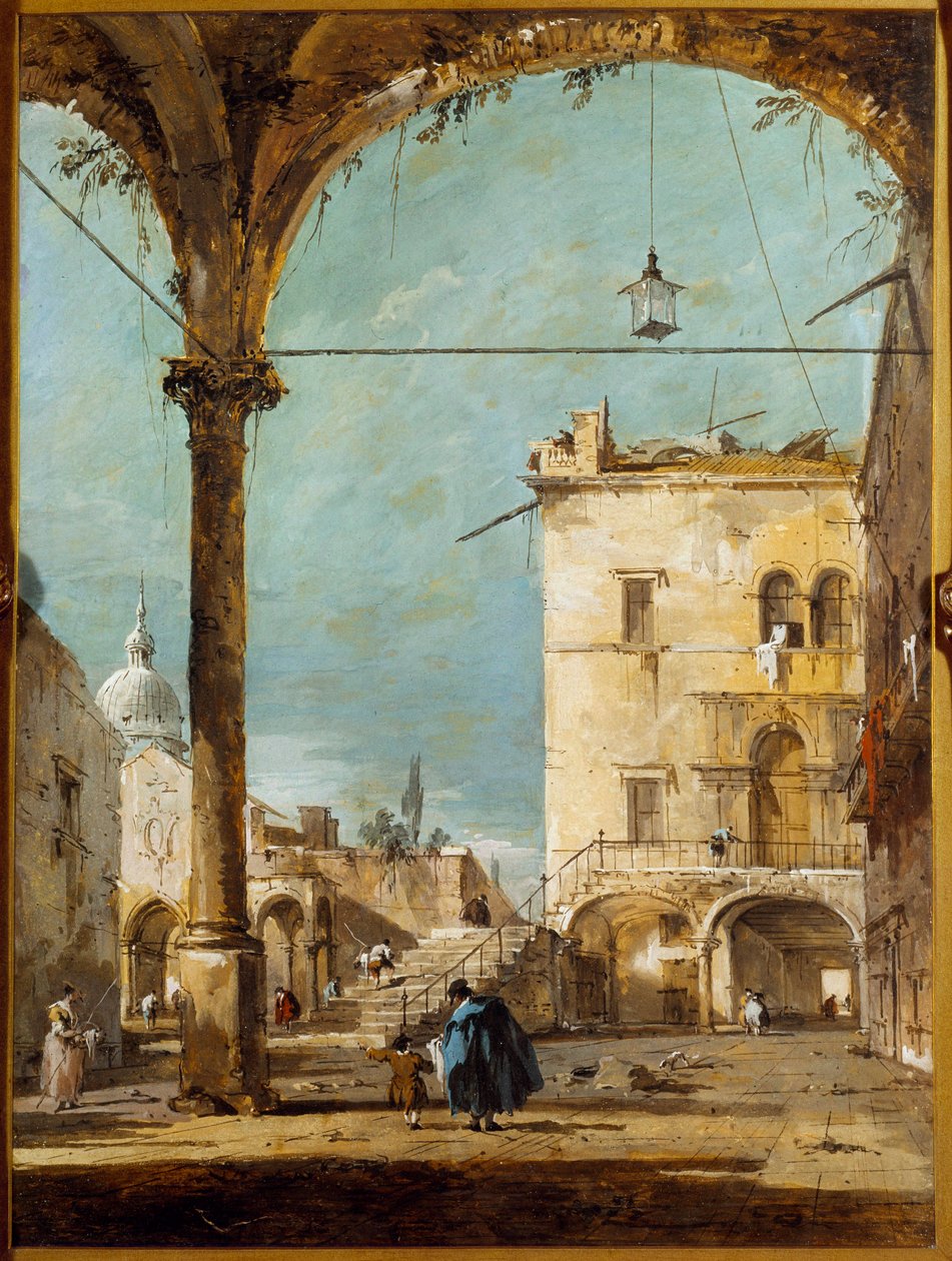 絵画　GRANiCK 18世紀のヴェネツィアのリアルト橋 フランチェスコ・グアルディ（1712