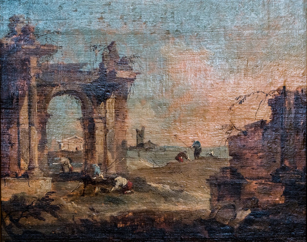 人物と廃墟のカプリス、1775-1780年頃（木・油彩） 作： フランチェスコ・グアルディ