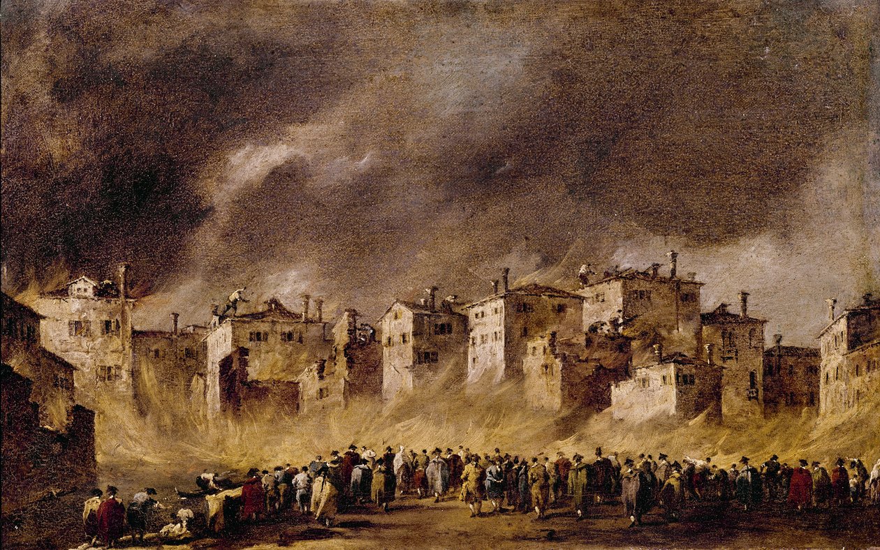 1790年、サンマルクオーラの油田での火災 作： フランチェスコ・グアルディ