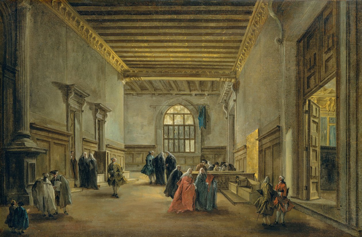 サラデルマッジョールコンシリオの前衛、c.1765-68 作： フランチェスコ・グアルディ