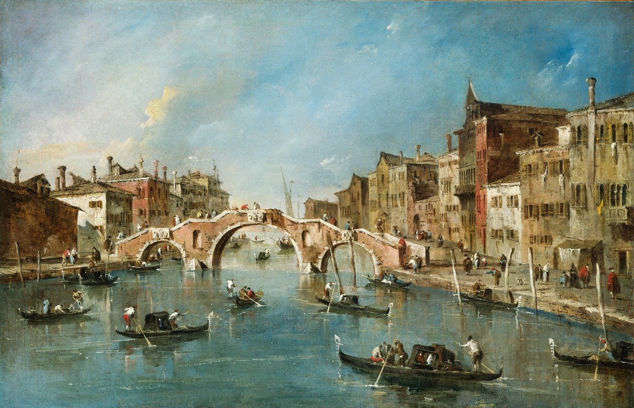 ヴェネツィア、カンナレージョ運河の眺め 作： フランチェスコ・グアルディ