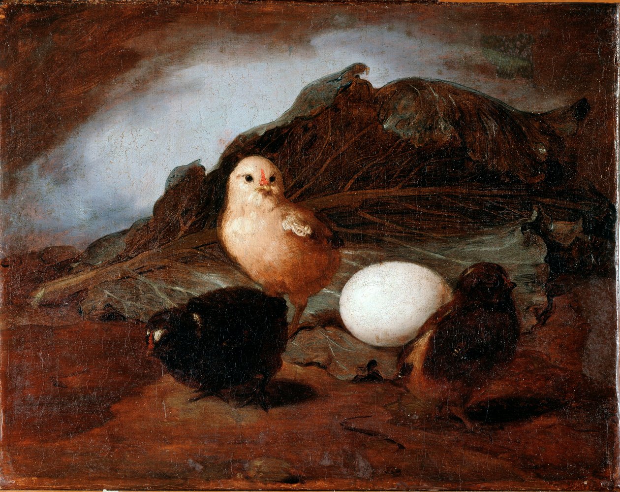 雛（ひな） フランチェスコ・インガンニ（1793-1873）の絵画 1862年 薄手 25,6x33,2 cm ゲネス近代美術館（Galleria d