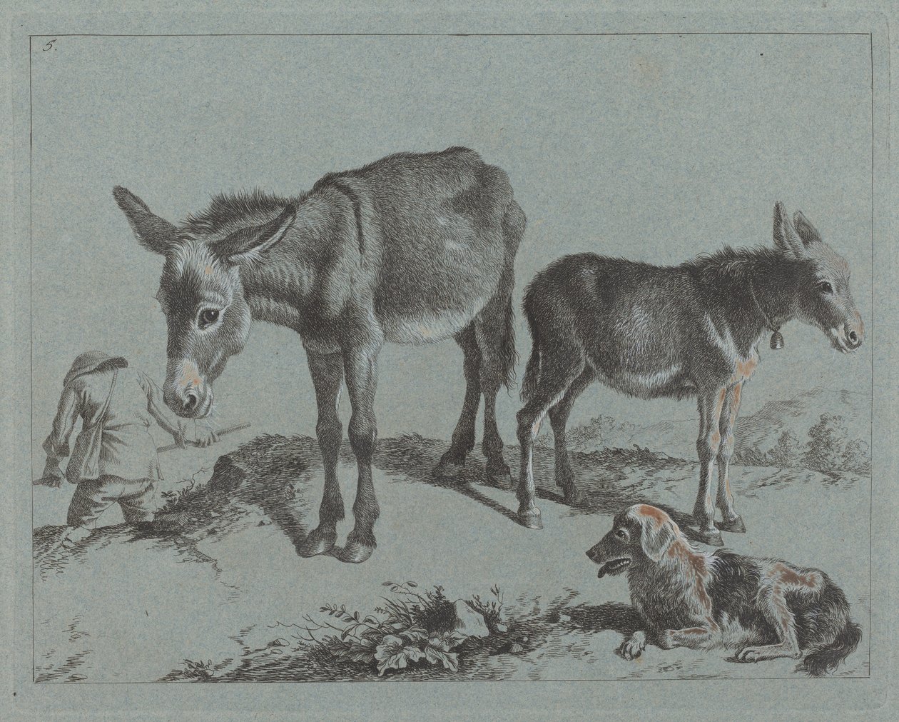 ロバと子馬、犬、農夫、17621763。 作： Francesco Londonio