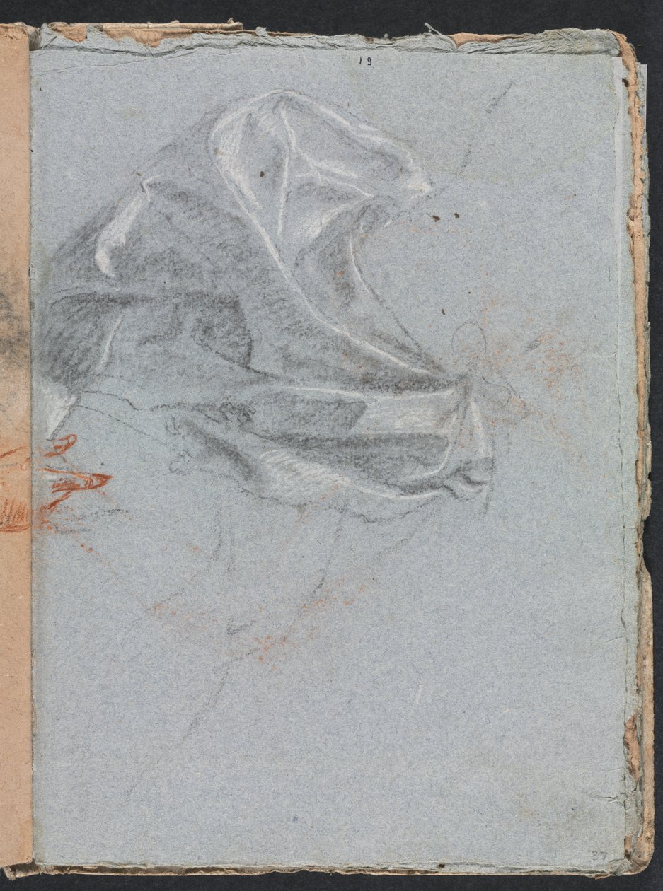 Verona Sketchbook：Drapery study page 37、1760。 作： フランチェスコ・ロレンツィ