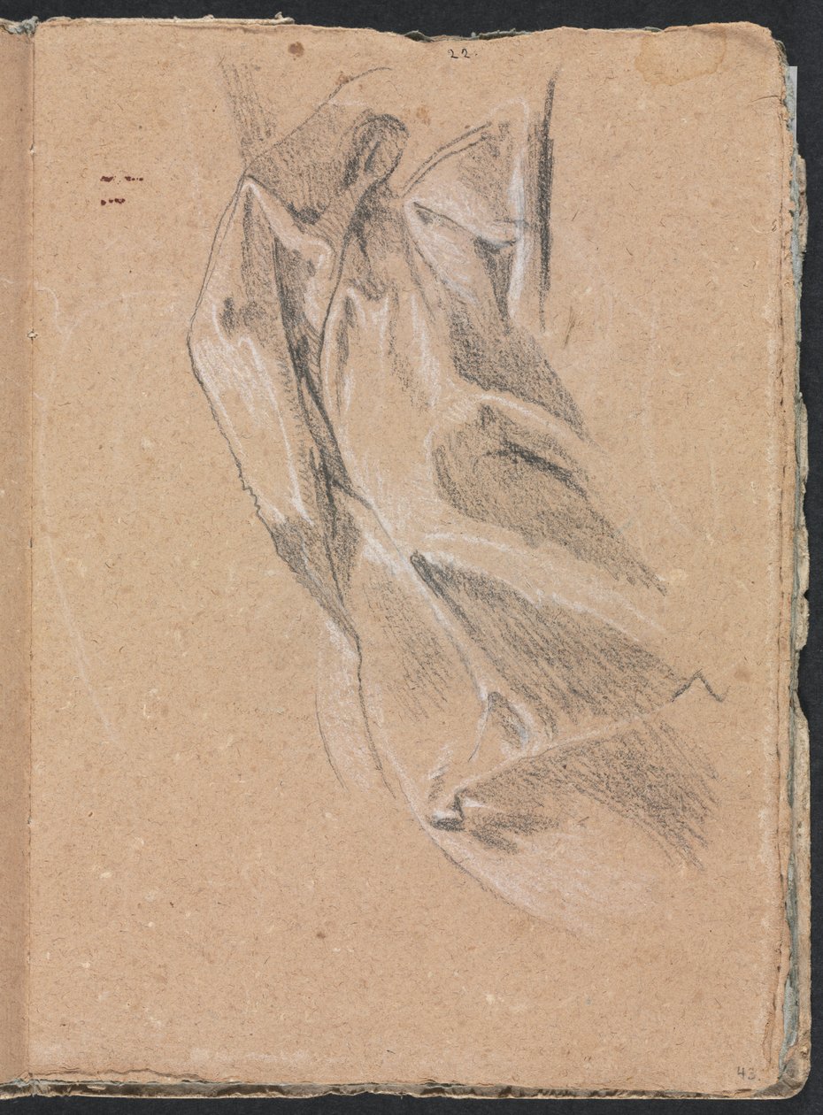 Verona Sketchbook：Drapery study page 43、1760。 作： フランチェスコ・ロレンツィ