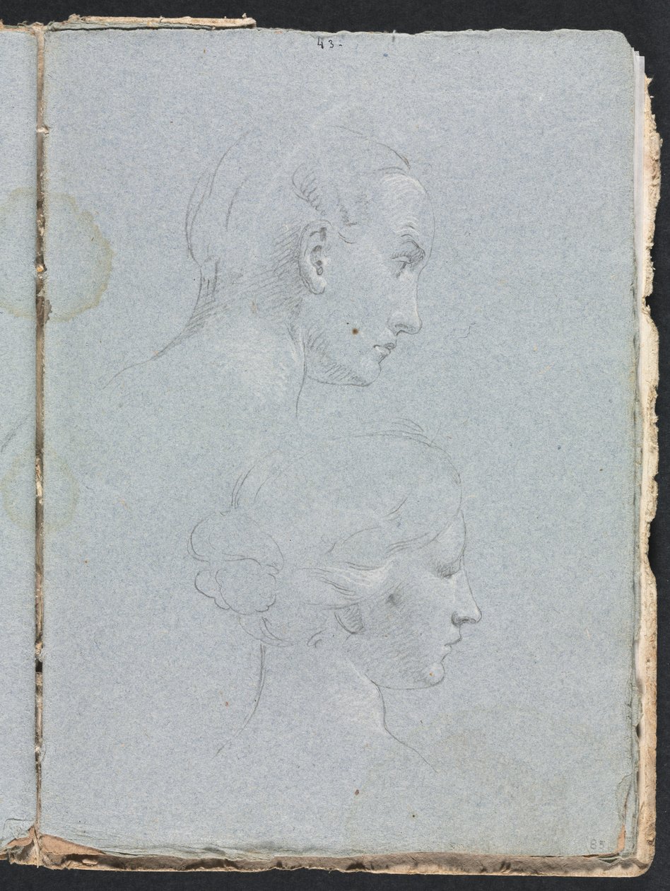 Verona Sketchbook：Two heads page 85、1760。 作： フランチェスコ・ロレンツィ