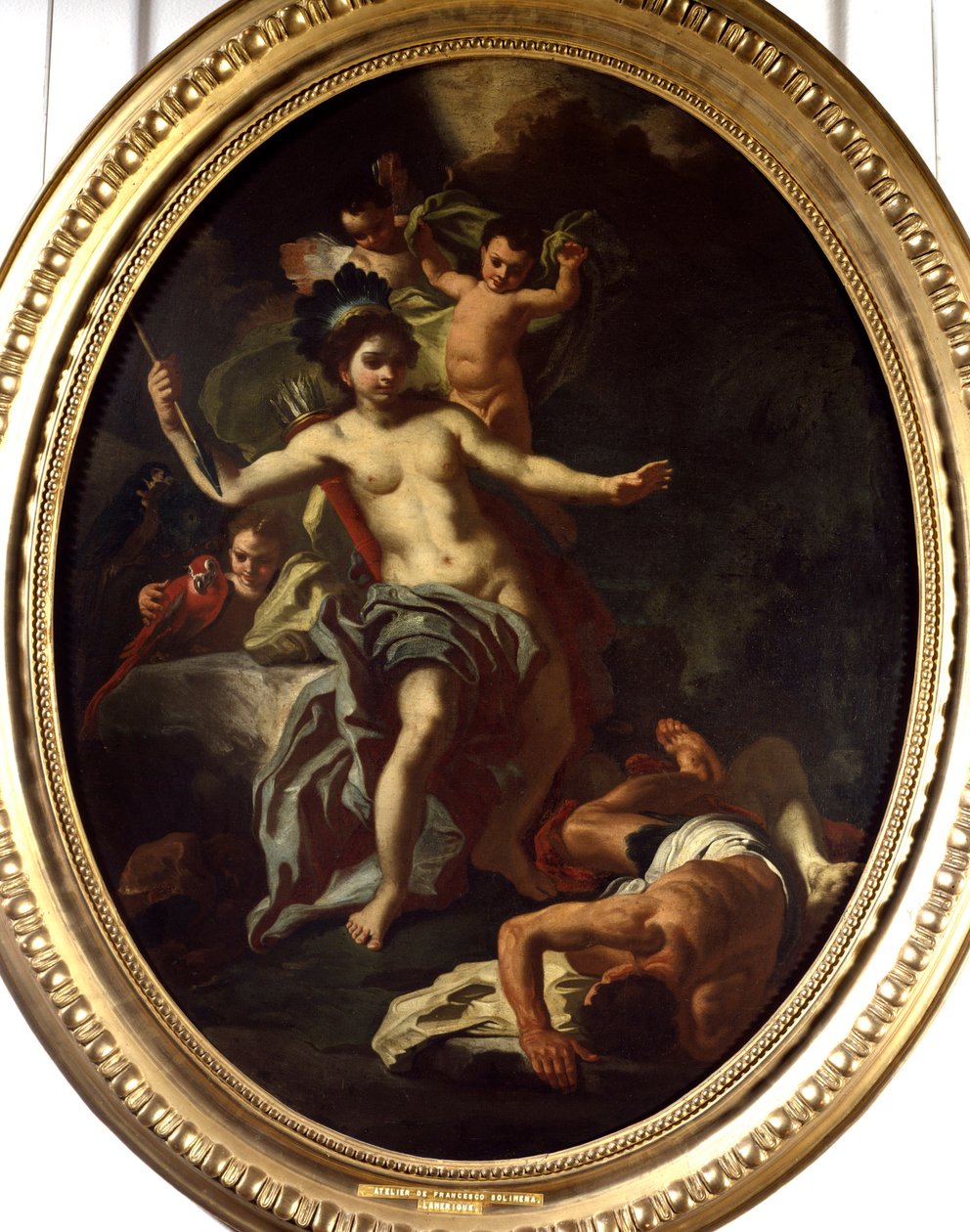 アメリカのアレゴリー フランチェスコ・ソリメーナ（1657-1747）の工房の絵（ec.ital.） 1738年 ラ・ロシェル、新世界博物館。 作： フランチェスコ・ソリメナ