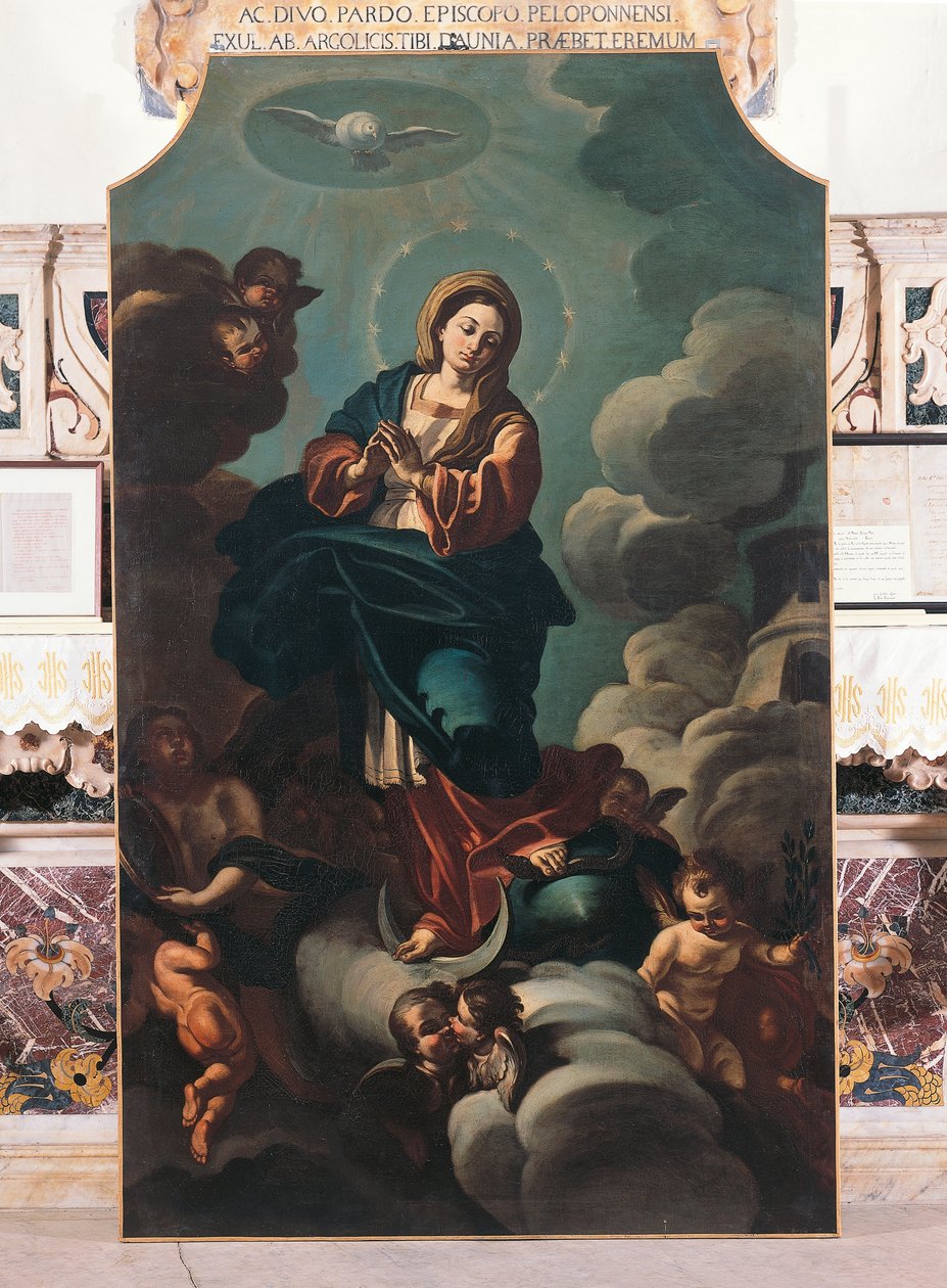 無原罪の御宿り」フランチェスコ・ソリメーナ（1657-1747）作とされるカンヴァス画 イタリア、モリーゼ州ラリーノ、サン・パルド大聖堂 作： フランチェスコ・ソリメナ