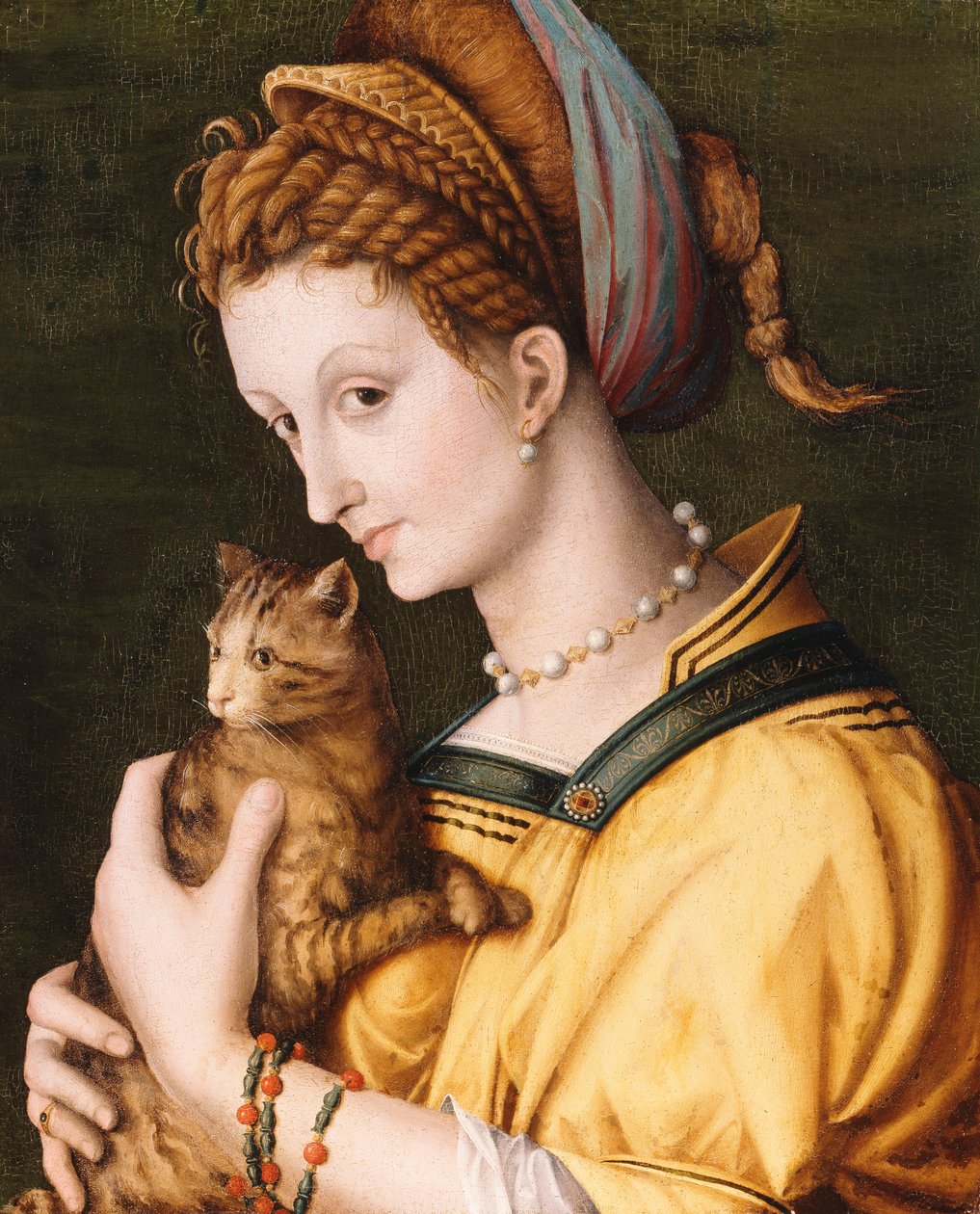 猫を持つ女性、1525〜30年頃