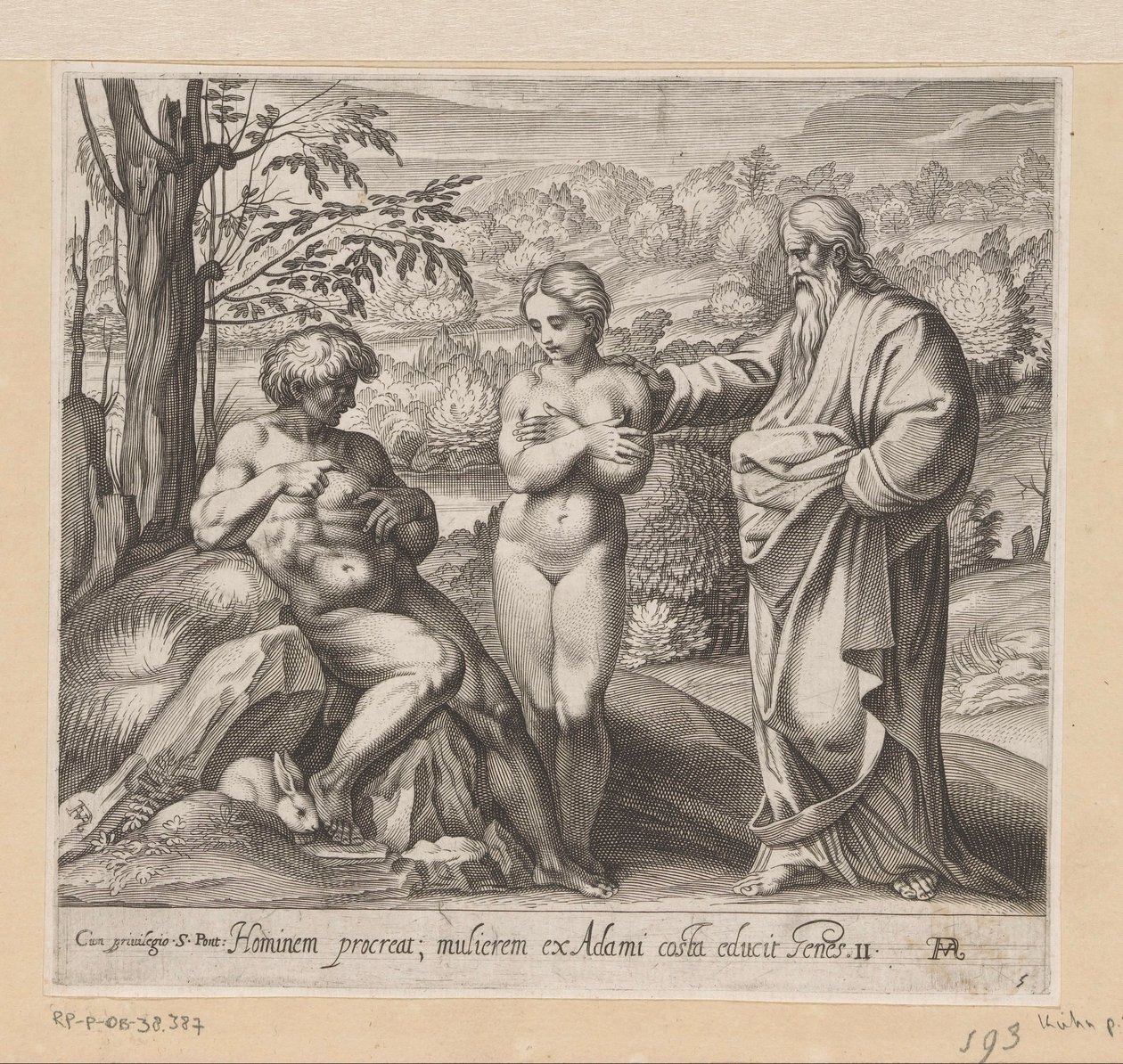 神は男と女を創造する ラファエルのロッジアの絵画 (シリーズ タイトル) La Sacra Genesi (シリーズタイトル) 作： フランチェスコ・ビジャメナ